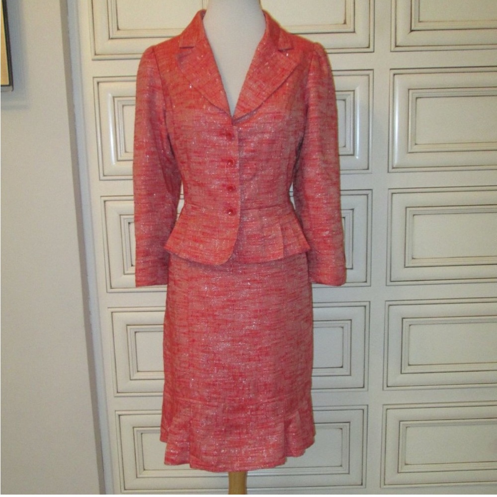 Rickie Freeman by Teri Jon size 8 Beautiful red metallic skirt suit set.